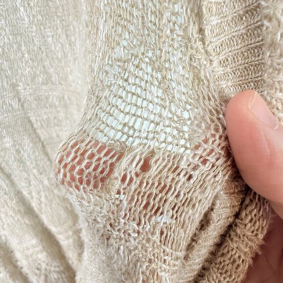 Romantic Crochet Duster Women SIZE MEDIUM Kimono Ivory Open Cardigan Vtg - Picture 12 of 14